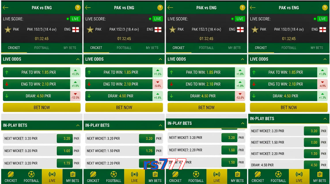 Game list for Rs777 bet section