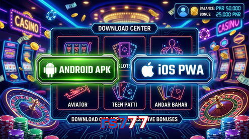 Main screen of Rs777 download page for PK players