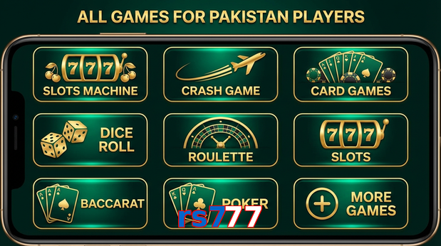 Main screen of Rs777 games page for PK players